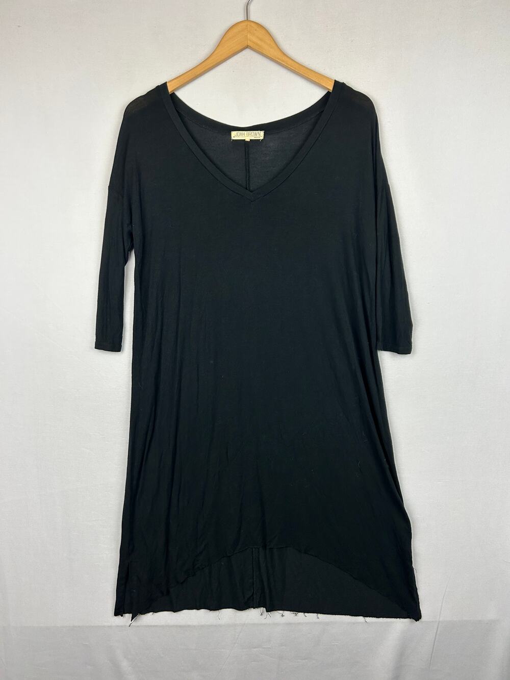 Joah Brown Black Modal Long Sleeve Shift Dress Made in USA Women's Size M/L